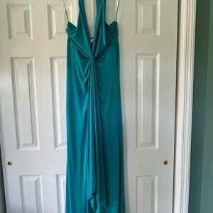 Elegant Teal Halter Maxi Dress